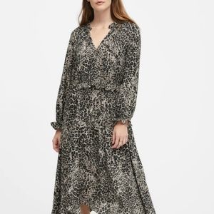 Banana Republic Peasant Midi Dress (Leopard Print)